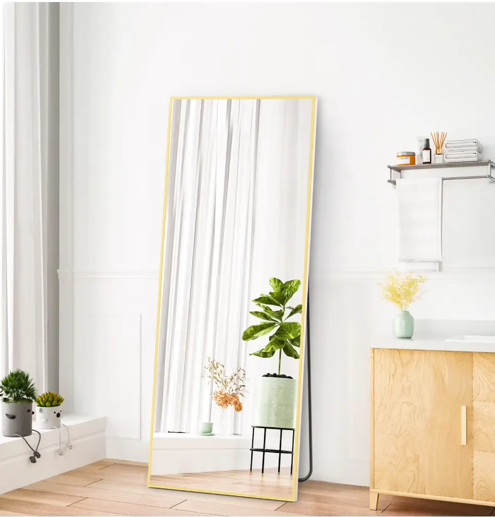 64"x21" Rectangle Full Length Mirror, Full Body Standing Mirror Floor Mirror, Gold 64"x21" Rectangle Full Length Mirror, Full Body Standing Mirror Floor Mirror, Gold