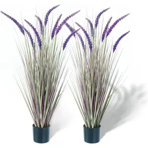 4ft 2-Pack Artificial Veronica Horsetail Reed Grass - 47in Tall Faux  Grass  in Pots,   Greenery for Indoor Outdoor , Office, Patio & Wedding Decor