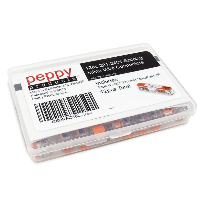 WAGO 221-2401 LEVER-NUTS 12pc Compact Splicing Inline Wire Connectors with Case