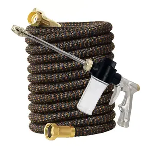 High-Pressure Car Wash Hose Flexible Garden Hose - With Adjustable Aluminum Alloy Water Gun and Foam Nozzle - American Standard Connector Multi-Function Hose Set - For Car Washing and Garden Watering
