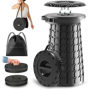 2026 Upgraded XXL Collapsible Stool with Cushion & Bag, 1000lbs Max Weight, 19.7" Heavy Duty Portable Retractable Telescoping Folding Seat Chair or Travel Footrest