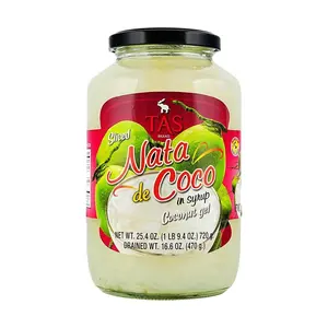 TASCO Thai Coconut Jelly in Syrup - Sweet Coconut Slices, 720g Jar - Ready to Eat Dessert Topping
