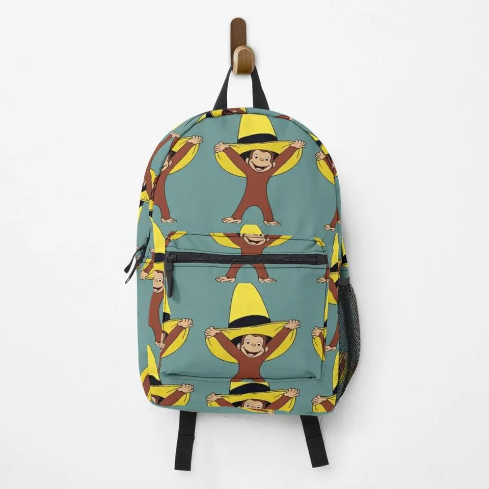 Curious George Collage Backpack Ver 3, Cute Monkey School Backpack,Travel Bag, Lightweight Casual Daypack, Fun Gift