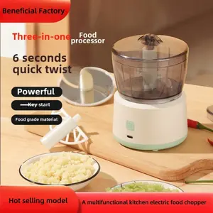 The white multifunctional food processor has a simple and versatile design. Combining multiple functions, it's an essential kitchen helper.