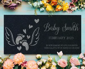 Granite Baby Headstone: Stillborn Pregnancy Loss Keepsake | Baby Footprints Memorial | Sympathy Gifts For Mom | In the Arms of Jesus