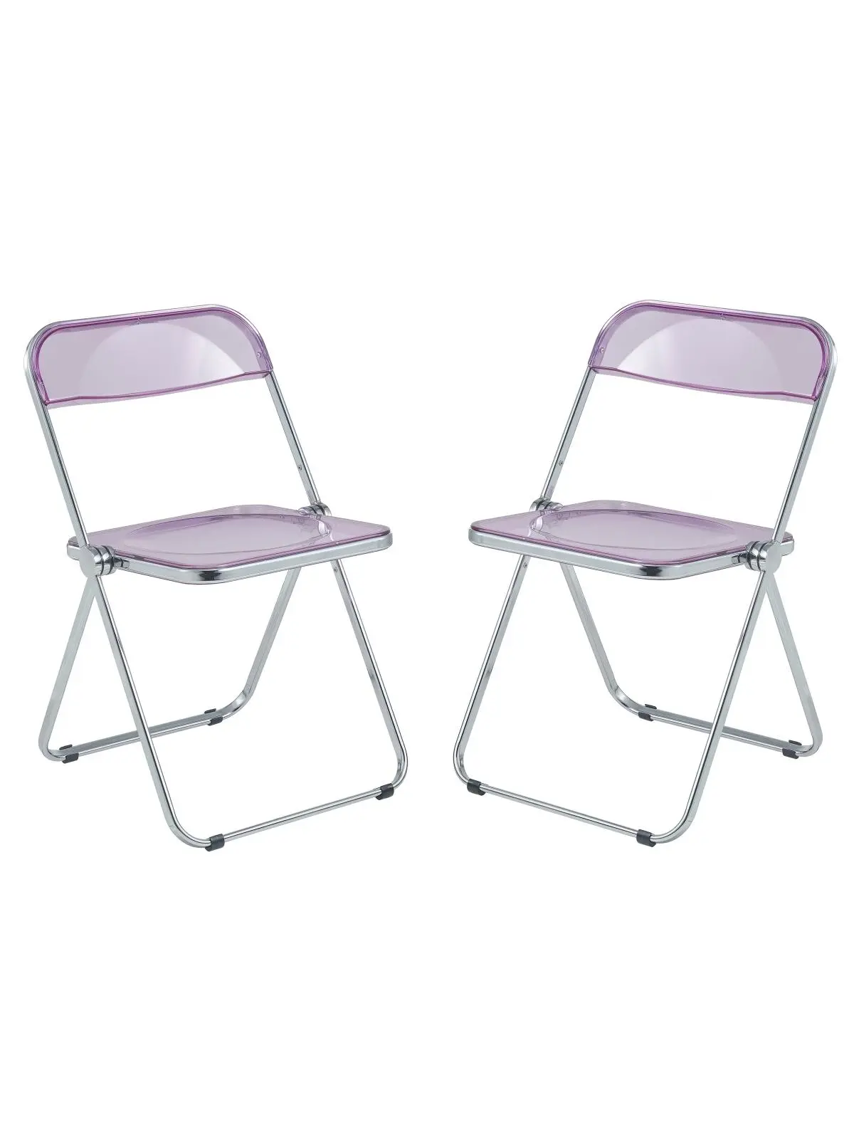 212 MAIN Lawrence Foldable Transparent Acrylic Folding Chairs with Metal Frame, Magenta, Transparent Look - Set of 2, Set Of Two