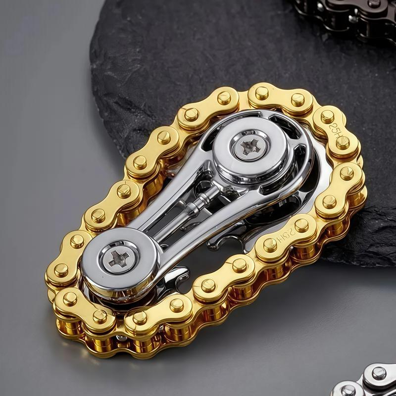 Trendy Finger Chain Gear Fidget Spinner Mechanical Metal Toy for Anxiety Relief Stress Relieving Accessory Durable Design Perfect Gift Idea Gold & Silver