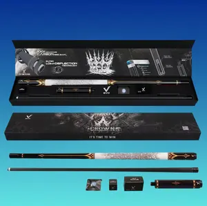 EVO CROWN Maxbing Edition Cue - Royal Black with White Leather Wrap | Carbon Fiber Shaft, 12.5mm TIME Tip, 19-19.5oz | Complete Player Kit with 6-inch Extension, Glove, Chalk