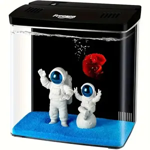 FREESEA Aquarium Betta Fish Tank: 1.5 Gallon Small Fish Starter Kit with Filter and Light for Home | Office | Desktop