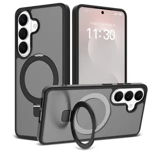 Fin Magnetic for Magsafe Phone Case for Samsung Galaxy S25 Edge S26 Ultra S24 FE S23 A06 A07 A17 A16 A36 A56 Ring Holder Hard Cover