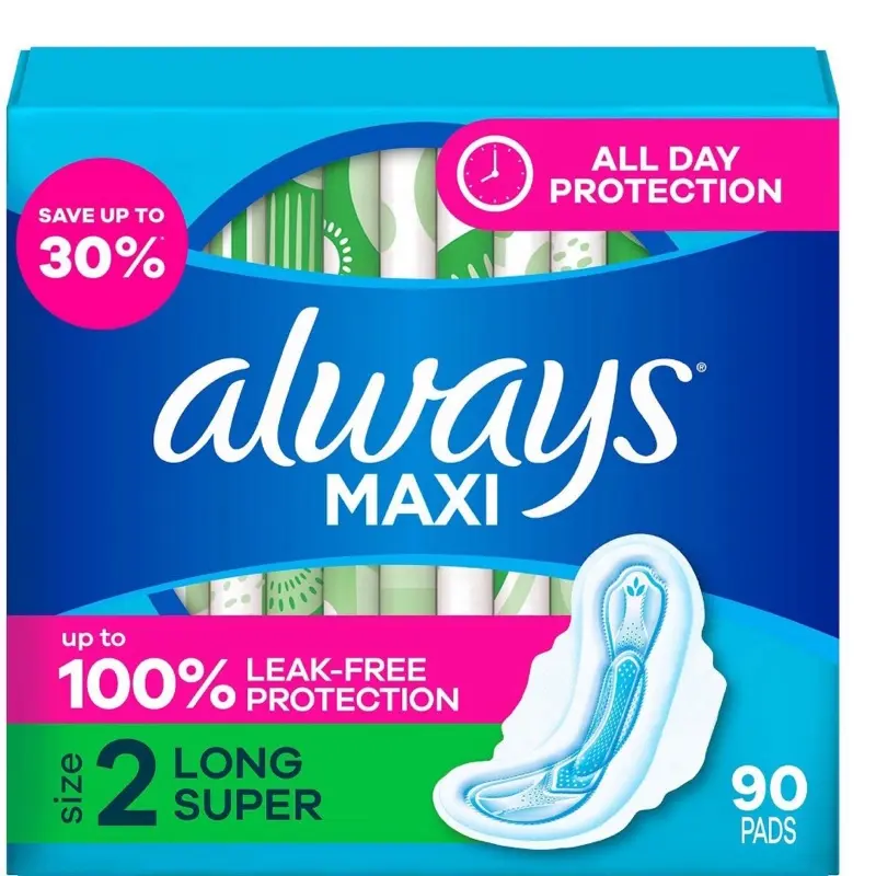 Always Maxi Long Pads, Unscented, Size 2, 90 ct. Always Maxi Long Pads, Unscented, Size 2, 90 ct.
