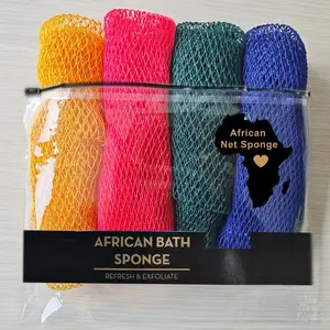 4PCS African Exfoliating Net Sponge Body Back Scrubber Washcloth Soft Bath Towel for All Skin Types Lightweight and Durable