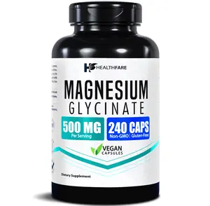 HealthFare Magnesium Glycinate 500 mg | 240 Vegan Capsules | High-Absorption Chelated Magnesium | Non-GMO & Gluten-Free | Made in USA