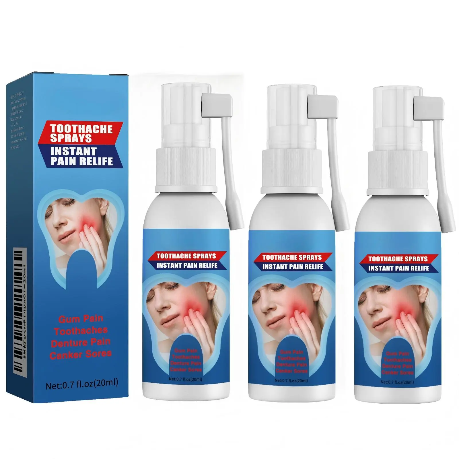 Oral Spray Set, 3-Pack Multi-Pack Oral Care Soothing Spray for Teeth Whitening, Gum Health, Anti-Cavity Enamel Protection & Bad Breath Control