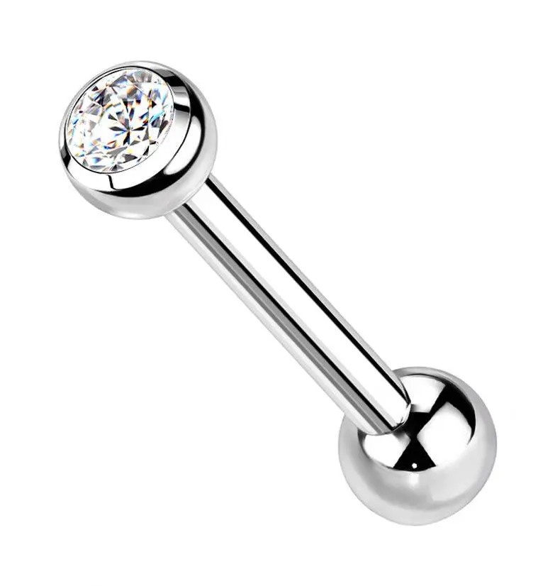 Double CZ Internally Threaded Titanium Barbell