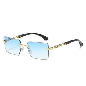 Unisex Frameless Sunglasses Non-Polarized Thin Rectangular Lenses for Men Women Driving Travel Parties Multiple Colors