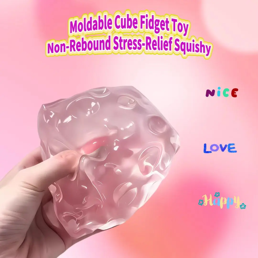 New Trendy 7cm Clear Maltose Cube Squishy Fidget Toy, Extra Soft Silky Smooth Slow-Rebound Hand Squeeze Item, Transparent Cute Sensory Hobby Toy for Office Desktop Leisure & Unique Party Favors, Fidget Squish Toy
