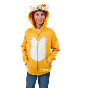 Sonic The Hedgehog Hoodie Boys' Tails Character Design Full-Zip Sweatshirt