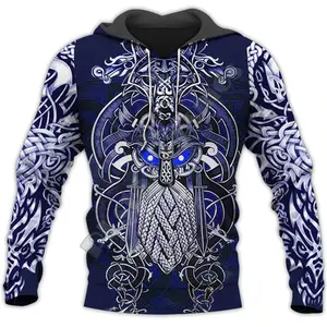 3D Printed Casual Jacket Men's Long Sleeve Sweater Viking Series Printed Hoodie