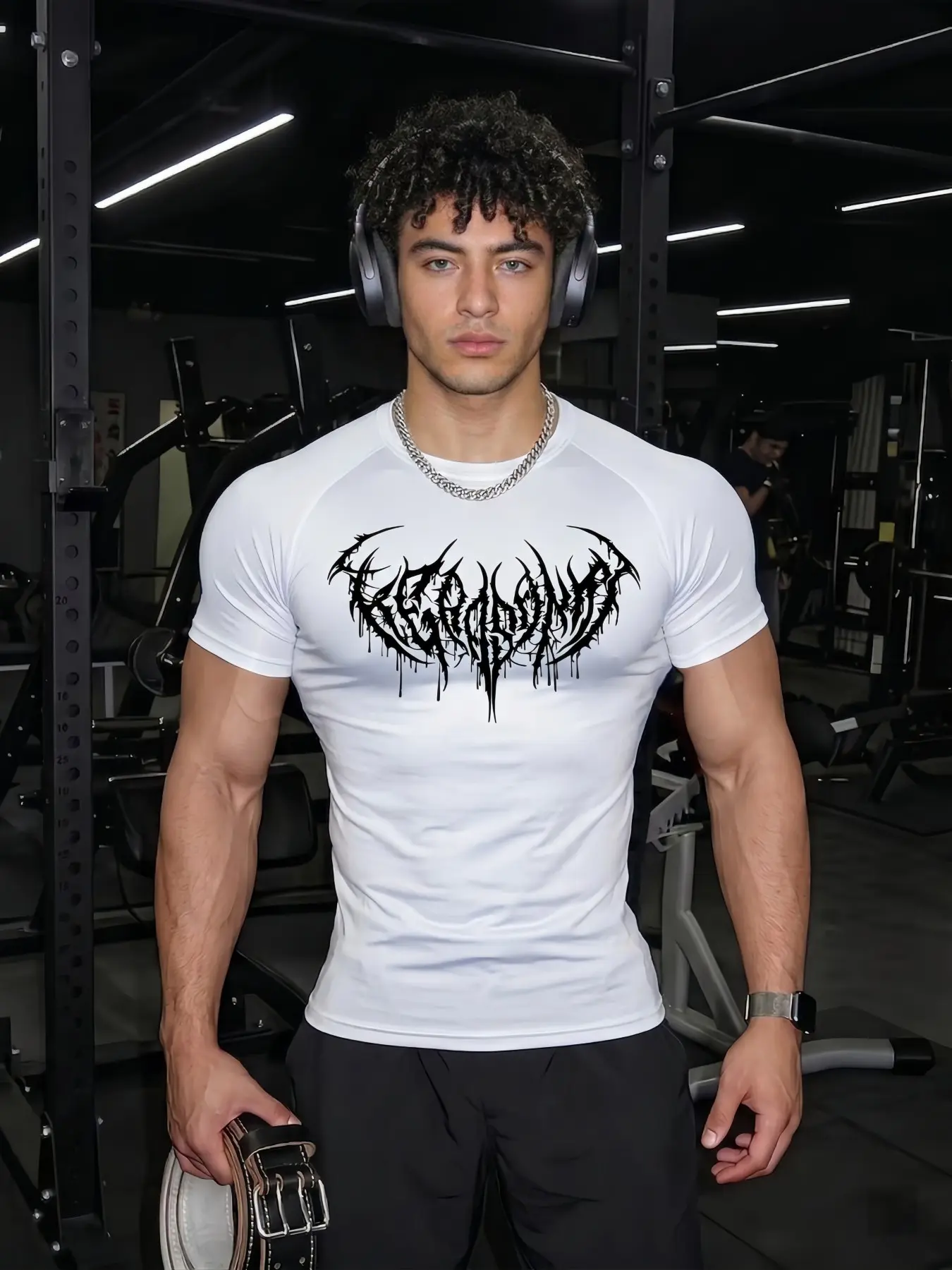 Men's Quick-Dry Compression T-Shirt, Cool Totem Print Design, High Stretch, Breathable, Moisture-Wicking Fabric, Gym Athletic Clothes, Fitness Apparel, Gym Tees, Gym T Shirts, Ideal for Gym, Running, Outdoor Training & Casual Wear