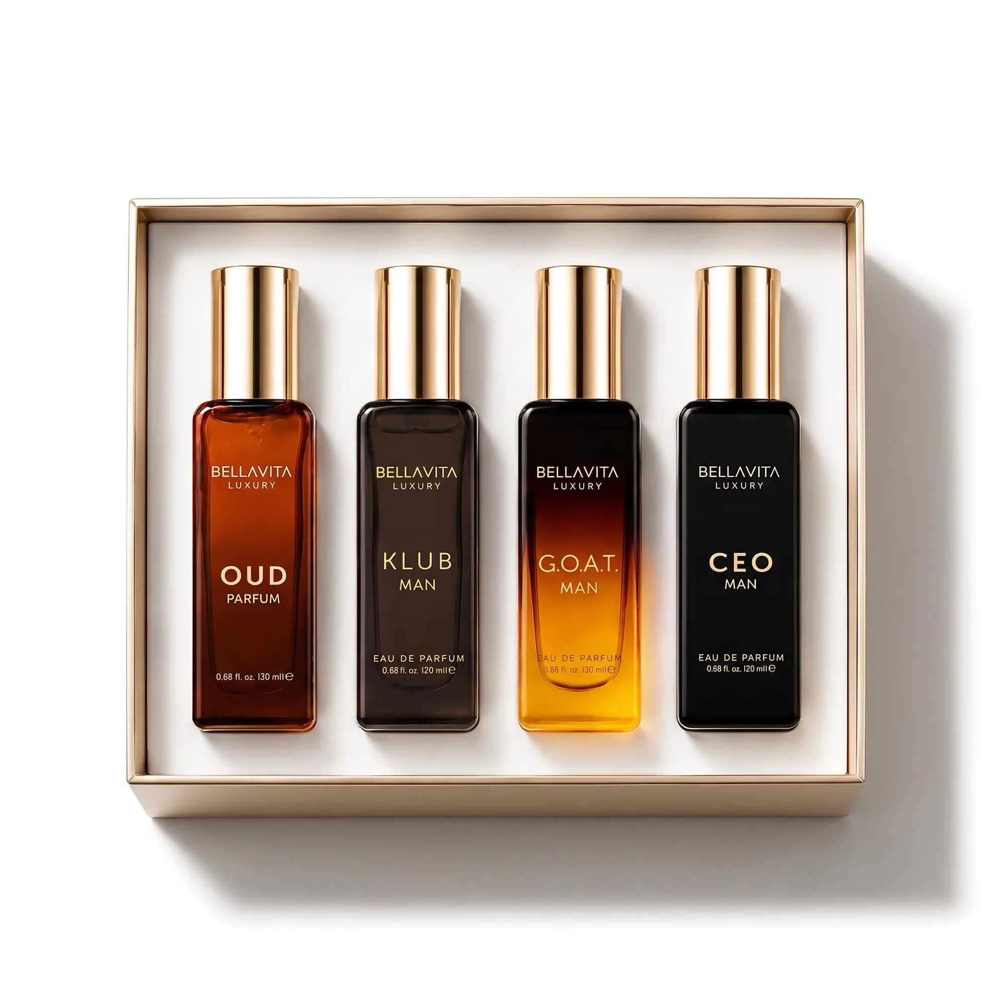 Luxury's Perfume Gift Set for Men | 4 Luxury Minis | Long Lasting | G.O.A.T, Oud, CEO Man, Klub Man| Eau De Parfum | Portable Perfume Kit | Perfect Gift for Men