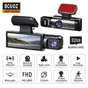 1080P Full HD Dash Cam, Dual Lens Front + Built-In, 3.16 IPS Wide Angle Night Vision, Small Car Dvr with 32GB Memory Card Car Dashcam, Car Dash Camera, Video Dashcam, Car Driving Recorder, Dash Camera For Cars