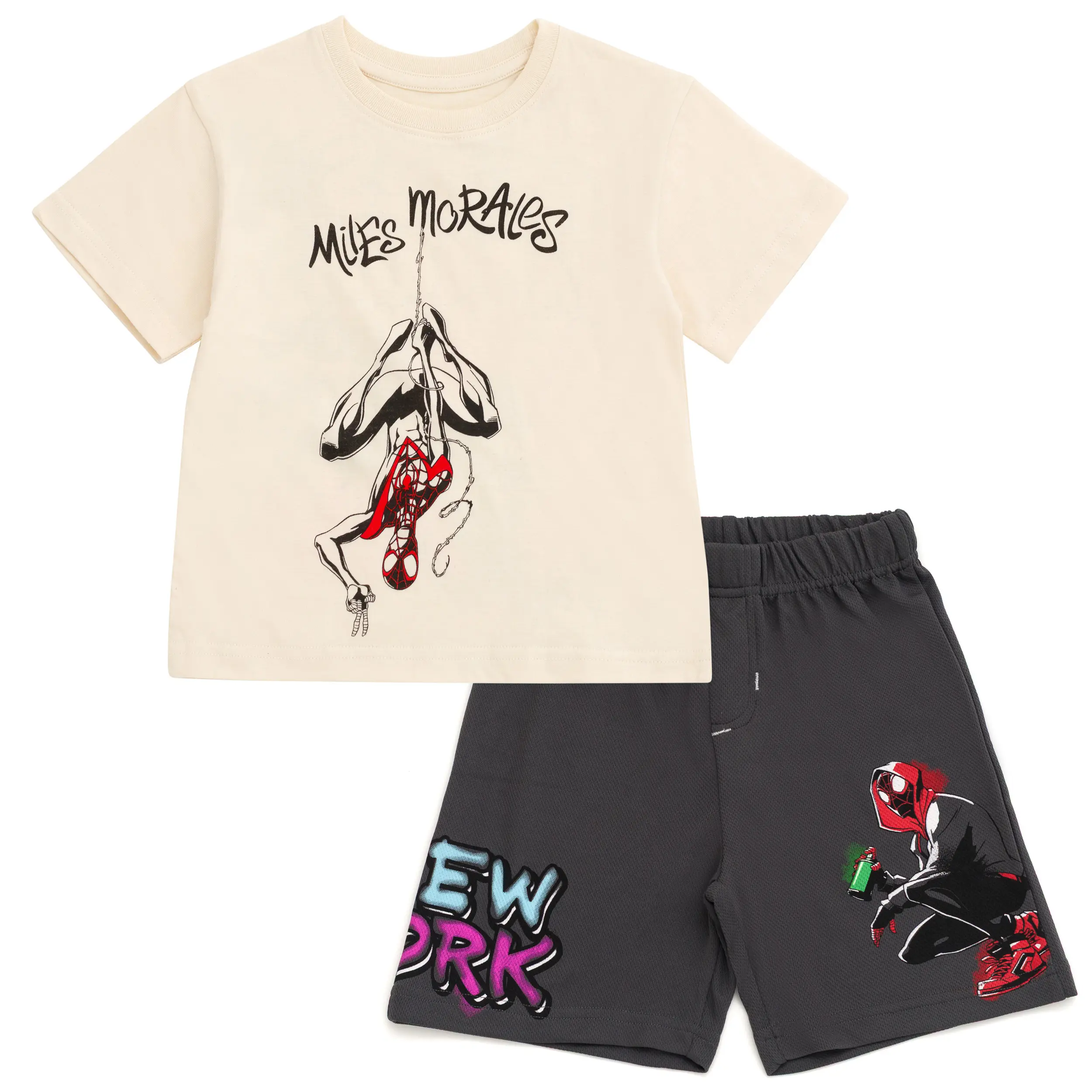 Marvel Spider-Man Boys' 2-Piece Athletic Crew Neck Graphic Print Set - T-Shirt & Shorts, Kids Clothing Boys Clothes for Toddler to Big Kid