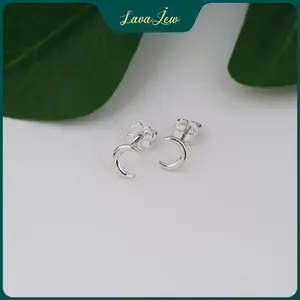 LavaJewelry Minimalist Moon Earrings, Sports earrings, Silver Jewelry, 925 Silver Earrings for Women, Girls