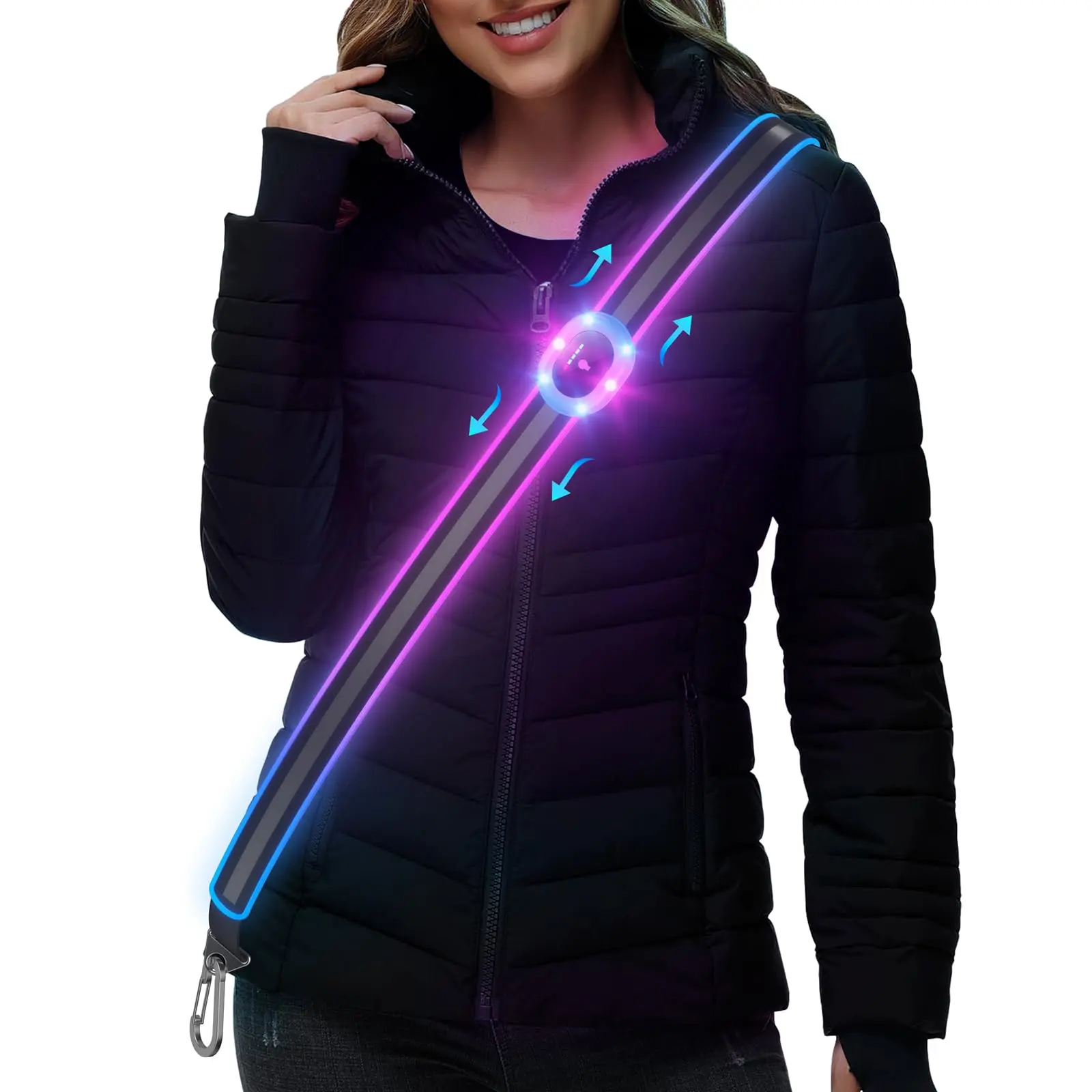 Rechargeable LED Reflective Running Belt - Water Resistant, Adjustable Plastic Gear with LED Lighting for Night Running, Cycling (Male, Female) | High Visibility Sports Safety Sash, Biking, Jogging, Night Runs, Universal Fit