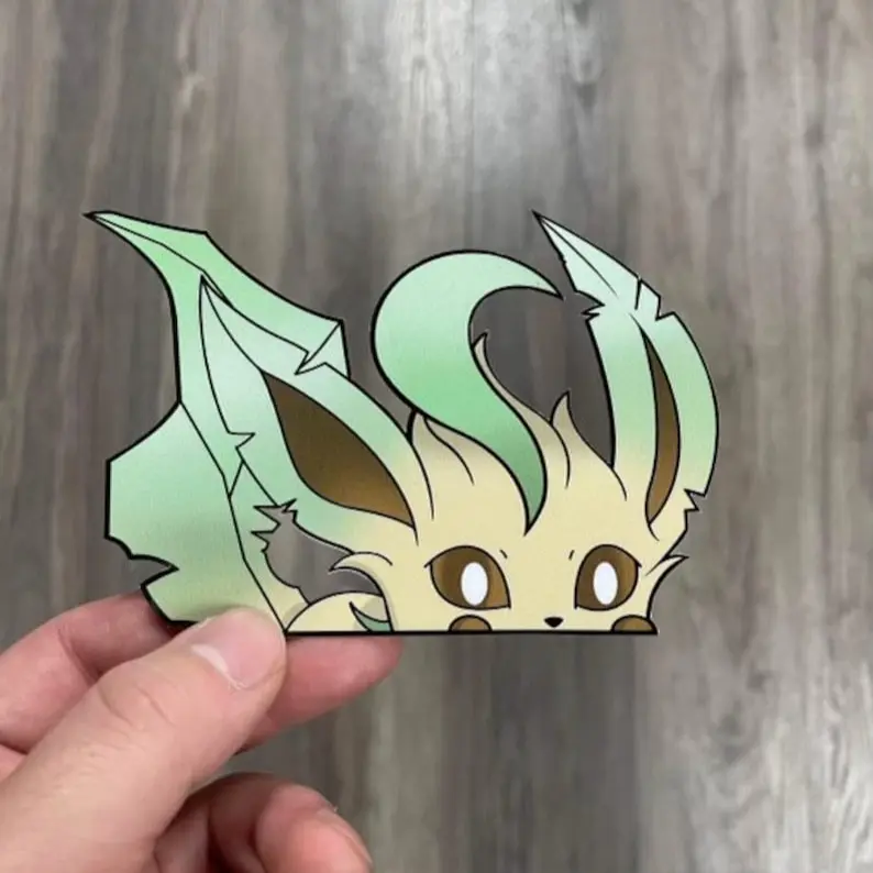 Leafeon Peeker Sticker, Anime Window Vinyl Decal Anime Sticker | Waterproof Vinyl Decal for Laptop, Water Bottle, Car, Gamer Gift