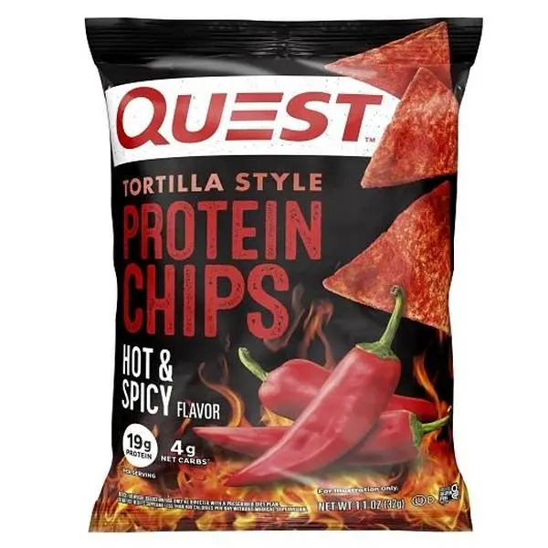 Quest Protein Chips Hot & Spicy Tortillas 1.1 oz 8ct Tray