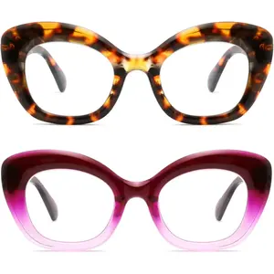 Blue Light Blocker Reading glasses UV Protection Clear glasses TR90 Frame Chunky Oversized Cateye Readers