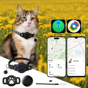 Cat Collar, Cat GPS Tracker, 5pcs Pet Locator (Including 1 Locator, 2 Lanyards, 1 Collar, And 1 Silicone Protective Case) Compatible with IOS & Android Dual Systems, Cat GPS Tracker Collar, GPS Cat Collar GPS, Smart Tracking, Cat GPS Tracker Collar