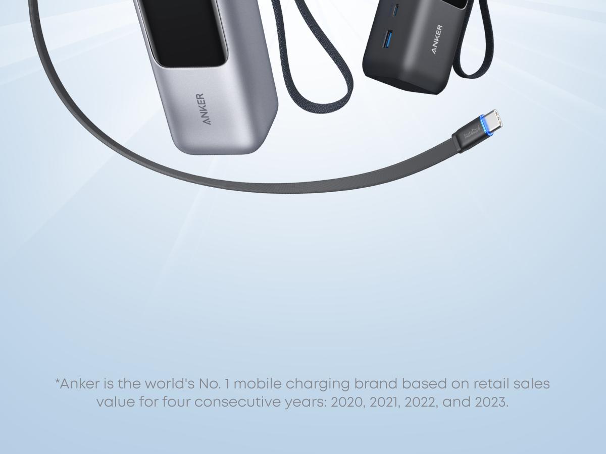 Anker Laptop power bank (25K, 165W, Built-In and Retractable Cables) and Anker Laptop Charger (140W, 4-Port, PD 3.1)