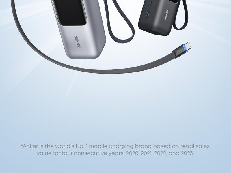 Anker Laptop power bank (25K, 165W, Built-In and Retractable Cables) and Anker Laptop Charger (140W, 4-Port, PD 3.1)