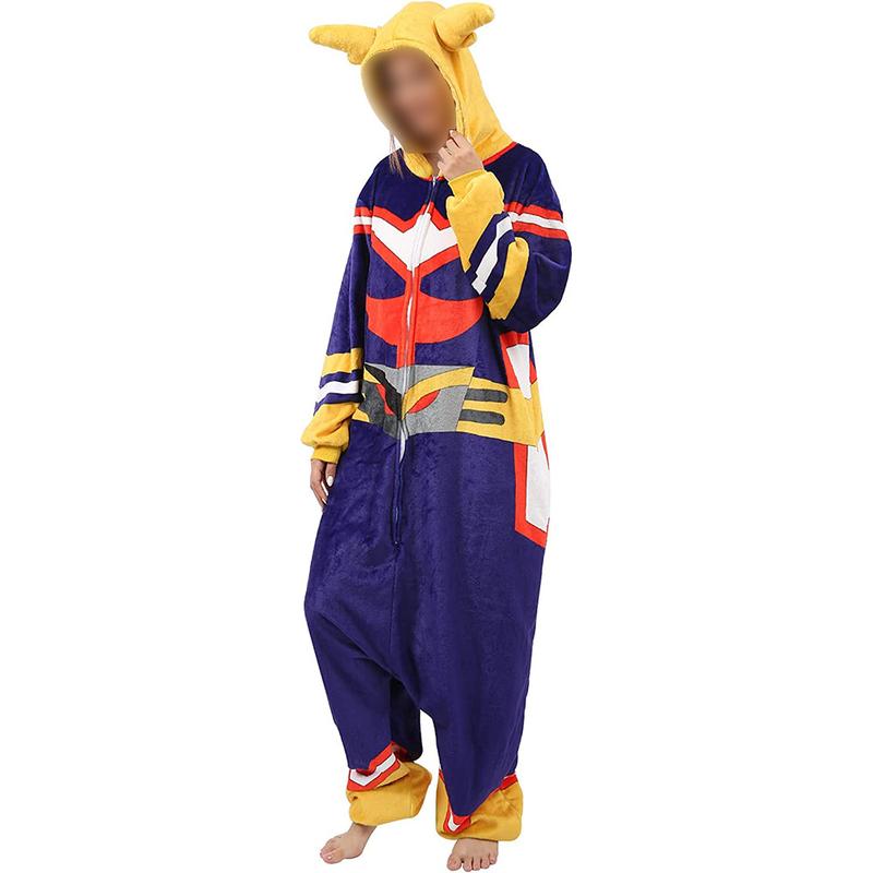 My Hero Academia cartoon cosplay pajamas; All Might bathrobe cosplay Halloween jumpsuit.