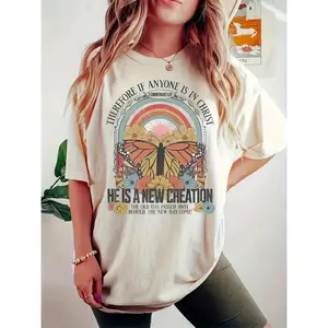 1pc Women'S Inspirational Butterfly Graphic Tee, C