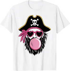 Pirate Blowing Bubble Preppy Pink Mascot Halloween Women T-Shirt