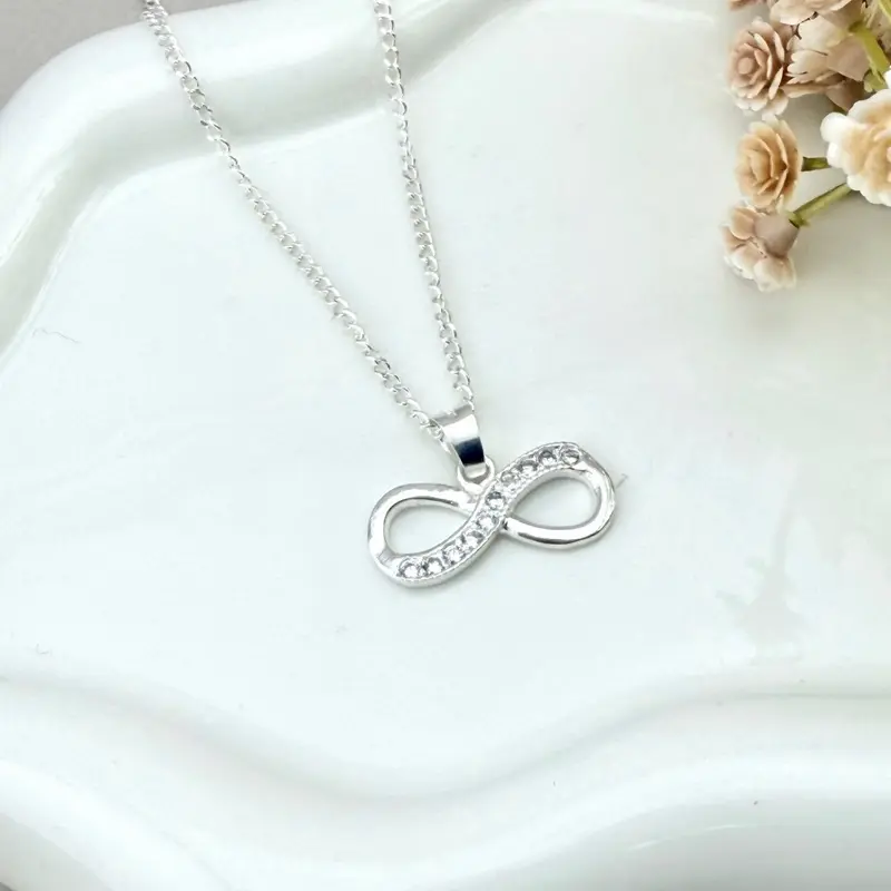 Infinity necklace silver 925 with Cuban chain 20”