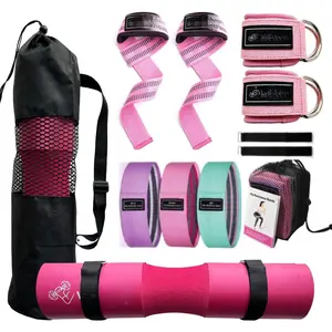 Barbell Pad Set for Squat  thrust pad, Fits Standard Olympic Bars and Smith Machine, Lifting Straps Ankle Strap For  Machine Squat Pad Safety Straps and Carry Bag, gym accessories for