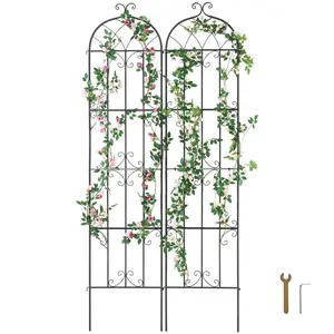 VEVOR Garden Trellis for Climbing Plants, 87 x 20 in, 2 Packs Rustproof Metal Garden Flower Trellis, Outdoor Climbing Rose Trellis Cucumbers Support, Decorative Clematis Trellis for Courtyards Lawns