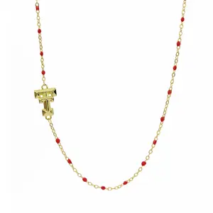 N201 TT-The Texas Tech Necklace: Side Set Texas Tech Logo on Enamel Bead Necklace