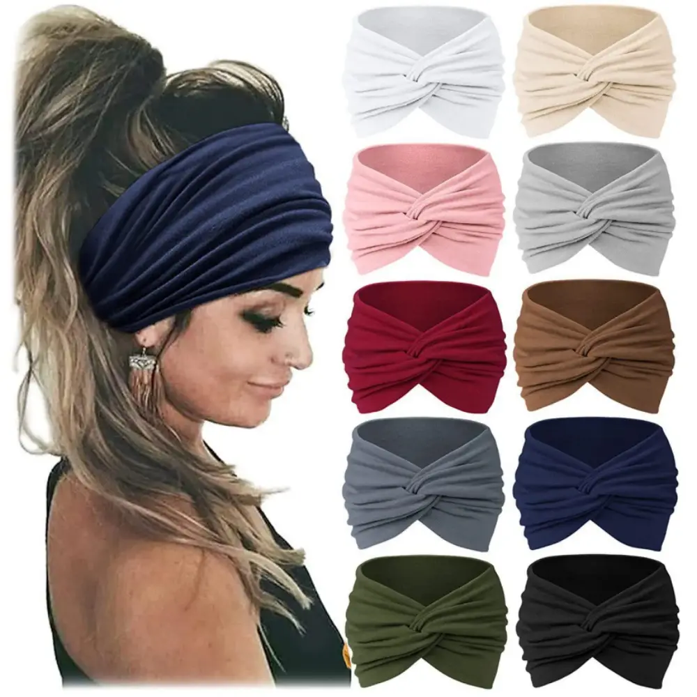 10 Pack Turban Headbands for Women Wide Vintage Head Wraps Knotted Cute Hair Band Accessories Sports & Outdoor