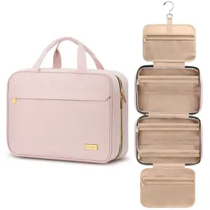 Toilet bag travel organizer with hooks, waterproof makeup bag accessories, shampoo, full-size container and toiletriesGift
