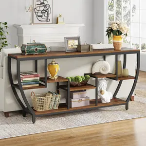 Tribesigns 70.9 Inch Long Sofa Table with Shelves, Rustic Console Table with Storage, Industrial Entryway Table TV Stand, Behind Couch Table Accent Tables for Living Room, Hallway, Foyer