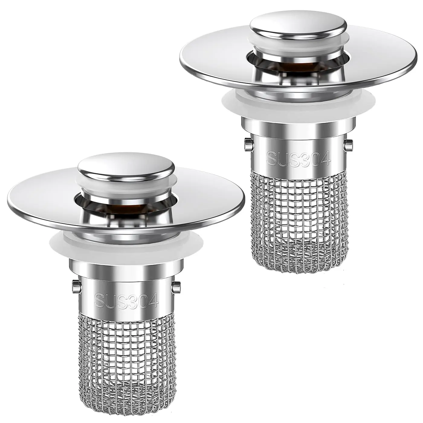 Bathroom Sink Drain Strainer,(2PCS) Pop-up Sink Drain Strainer with Removable Stainless Steel Strainer Basket Hair Catcher, Bathroom Sink Strainer for Bathroom Sink Stopper Replacement