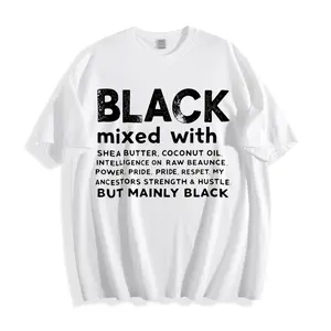 Casual street style T-shirt suitable for both men and women. Black color with blend of shea butter oil and coconut oil. Wisdom in the raw beauty of power, pride in respecting my ancestors, strength in striving. But mainly black graphic design.