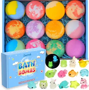 Bath Bombs for Kids with Toys Inside - 12 Pcs Handmade Bubble Bath Fizzies Bomb with Glow-in-The-Dark Surprise Toys Inside, Ideal Gift for Easter Eggs Stuffers Birthday Christmas