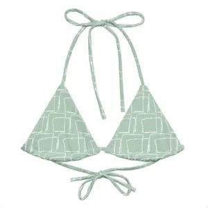 Sage Bikini Short Set - Triangle Top with Adjustable Straps & Geometric Print for Women High-Stretch Biker Shorts Coordinated Slide Sandals