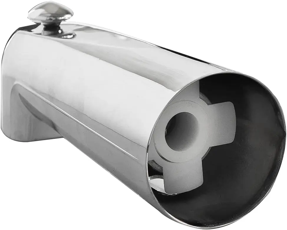 NTO Universal Silver Slip-On Bathtub Spout with Diverter Valve, Heavy-Duty Durable Metal Bathroom Tap for Water Control, 7 in 1/2" Copper Pipe Polished Chrome